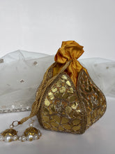 Load image into Gallery viewer, Golden Patti Potli Bag
