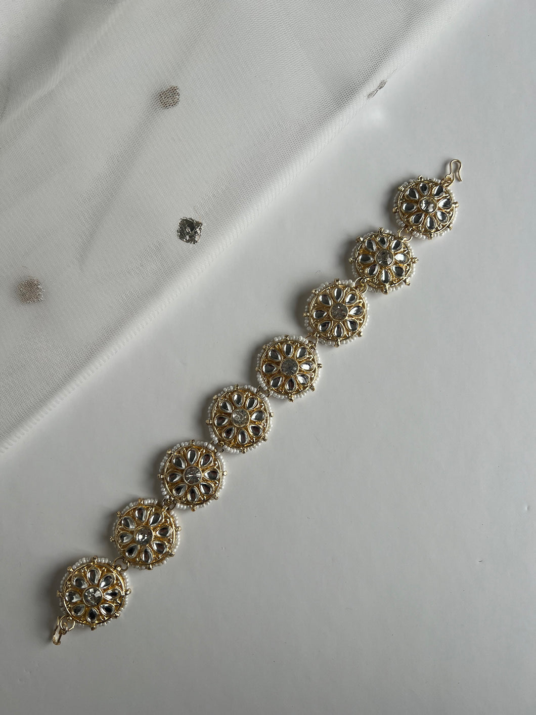 White kundan headband