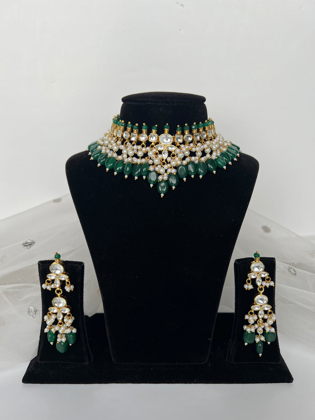 Emerald Green Kundan Set