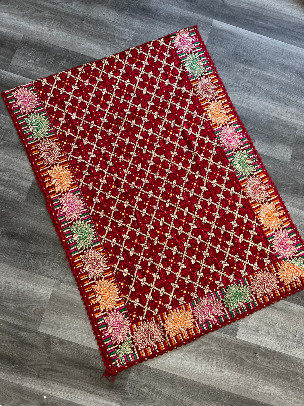 Peacock Phulkari Maroon