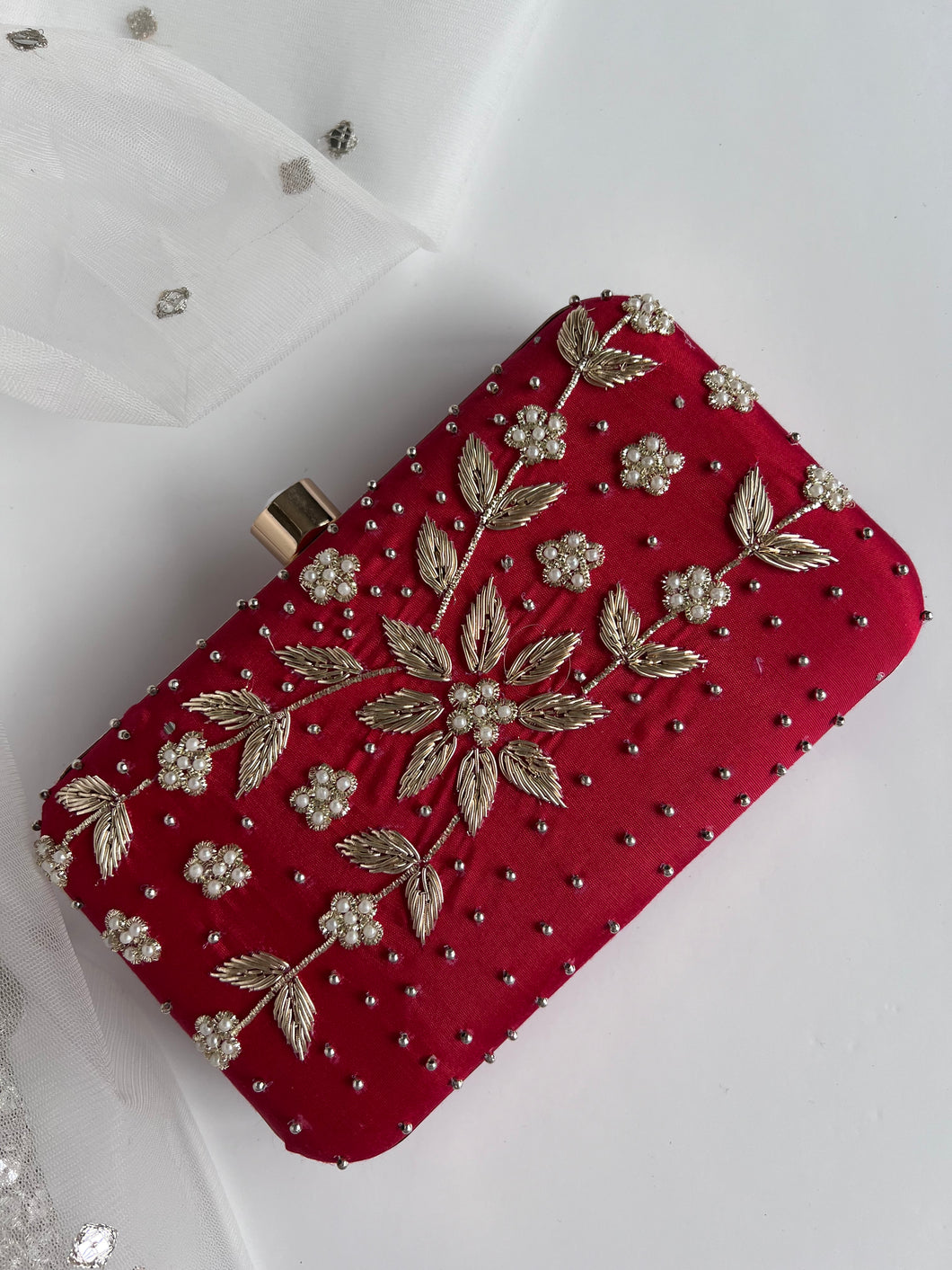 Red Flowers Clutch