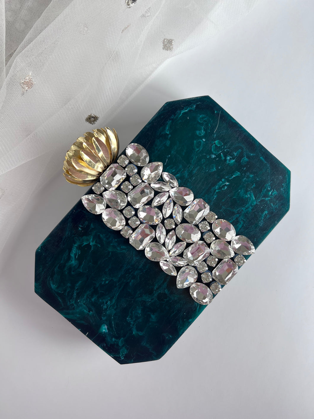 Emerald Green Marble Clutch