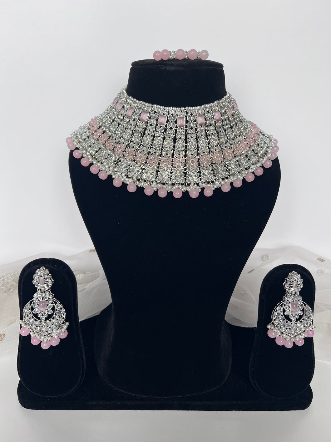 Silver & Pink Bridal Set