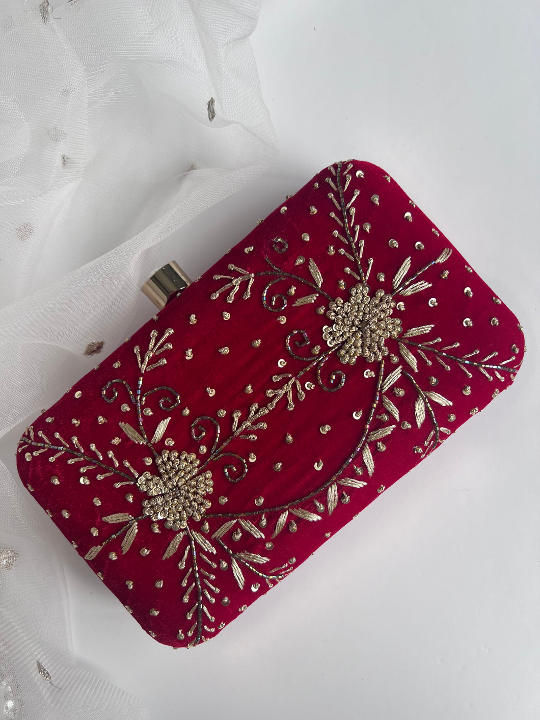 Saima Red Clutch