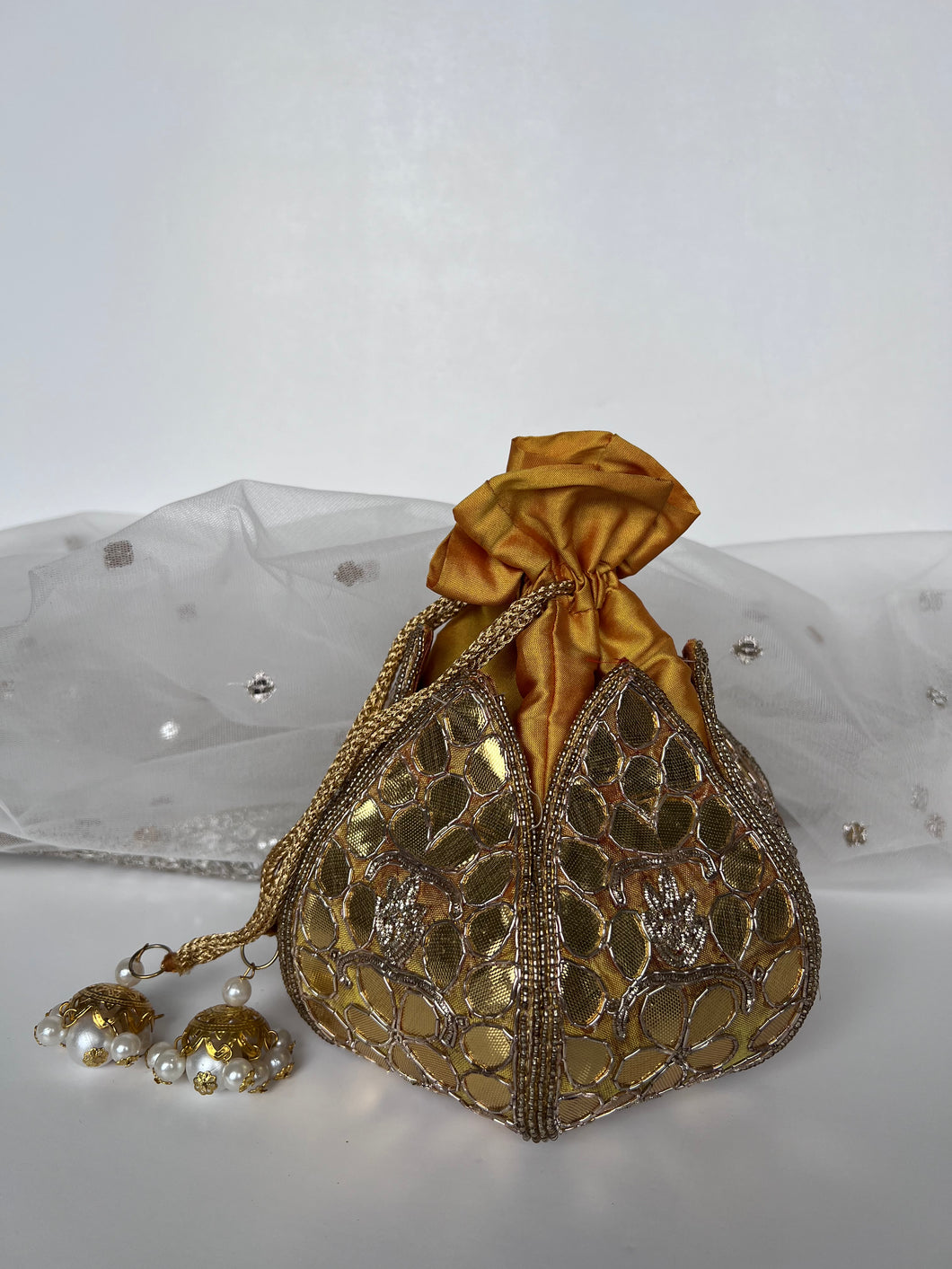 Golden Patti Potli Bag