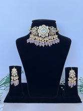 Load image into Gallery viewer, Lotus Kundan Set in Pink
