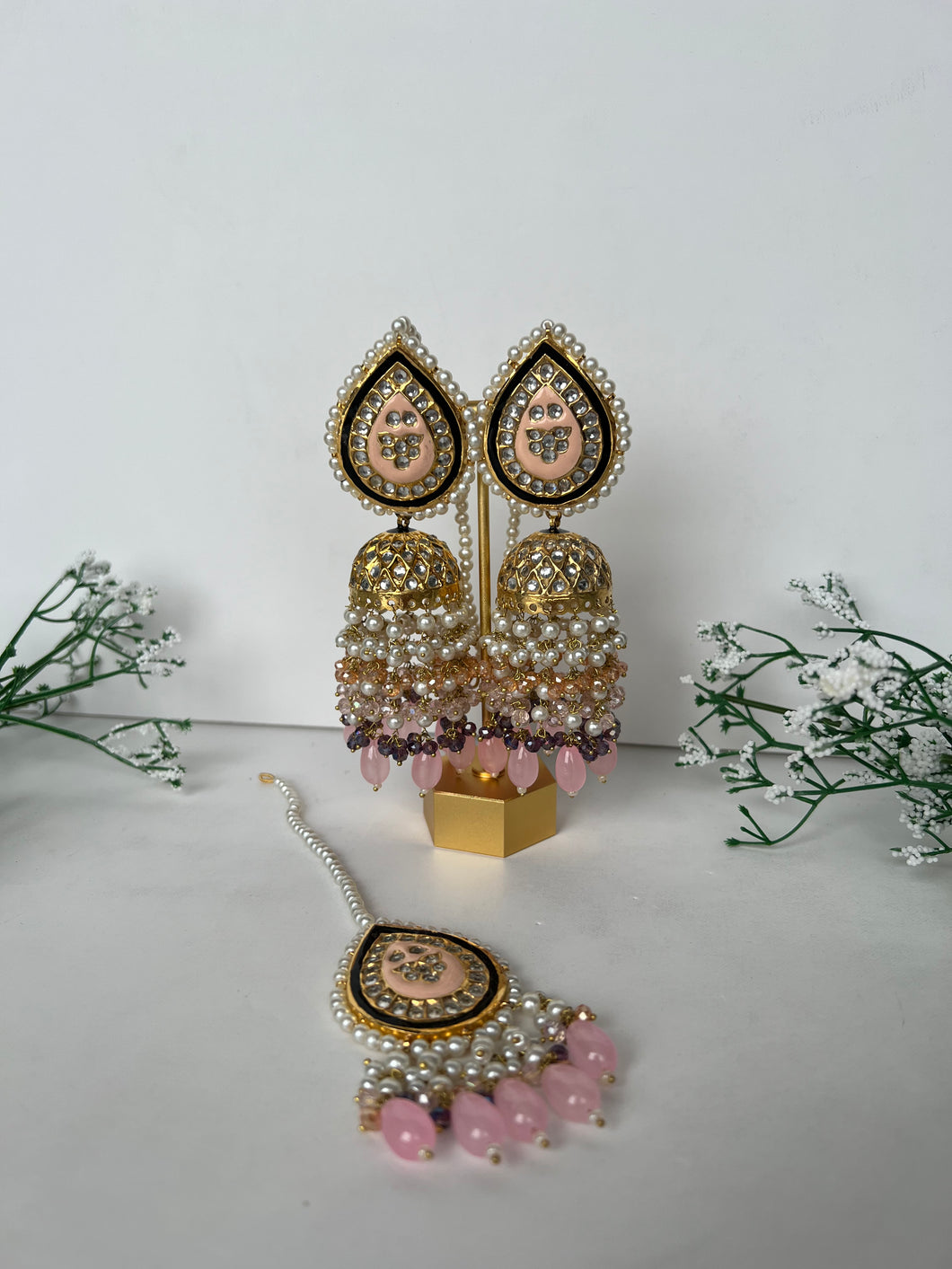 Zoya Kundan Jhumke Pink