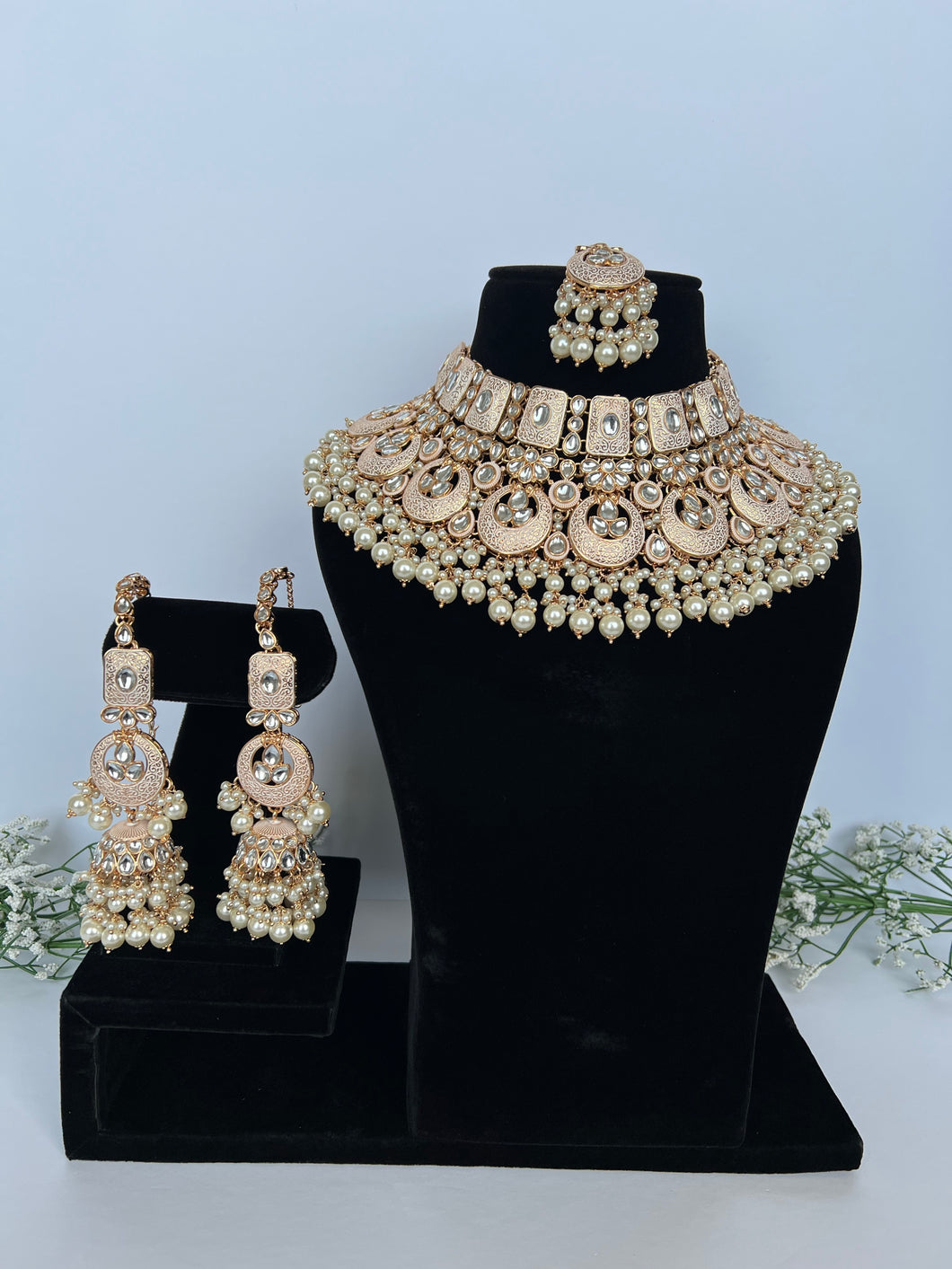 Rose Gold Meenakari Set