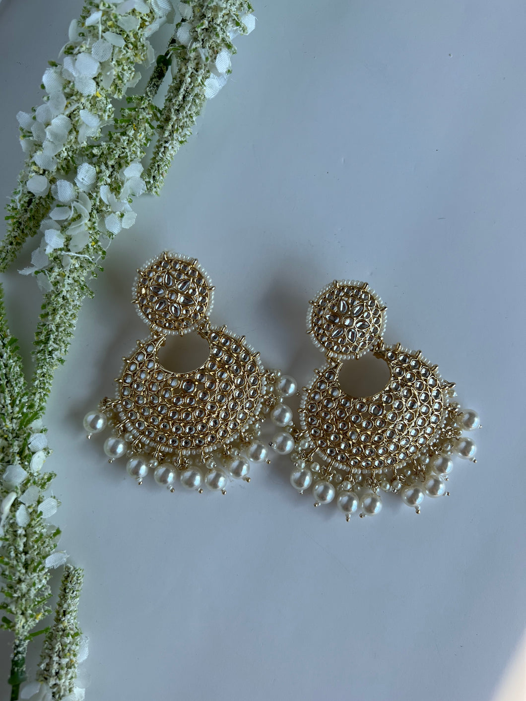 White Kundan Earrings (3 colours)