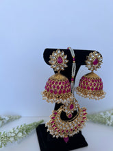 Load image into Gallery viewer, Hot Pink Kundan Jhumki
